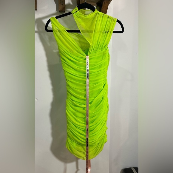 NWT House of CB Adrie Neon Green Gathered Mini Dress Small - Picture 12 of 16